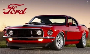 1969 Ford Mustang 3'X5' VINYL BANNER MAN CAVE MUSCLE CAR GARAGE SCHILD MECHANIKER  - Bild 1 von 1
