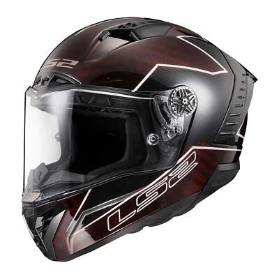 LS2 Thunder Carbon FIM Motorcycle Helmet Lightning Gloss Red/White/Black Large Foto 1 de 4