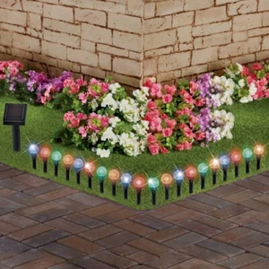 Set of 20 Solar Multi-Colored Bubble Walkway Pathway Garden Stake Lights - Picture 1 of 2