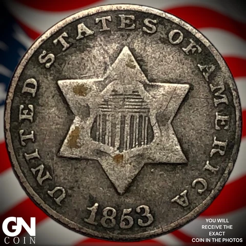 1853 3 Cent Silver Piece  Q8123 Cover