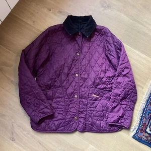 BARBOUR Jacket Girls XL 12/13 Years Liddesdale Quilted Purple Collared Coat - Picture 1 of 6