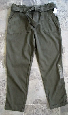 Nuevo con etiquetas Pantalones Maurices 10 32x28 Verde Tencel Algodón Alto Wasit Cinturón Pierna Cónica Foto 1 de 4