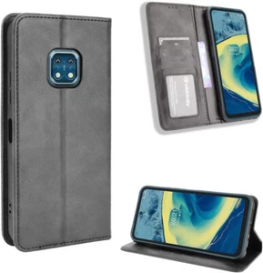 wallet/book style leather case for new Nokia XR20 - black - Zdjęcie 1 z 1