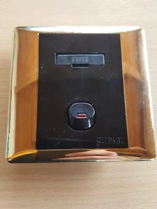 Caravan 13A Fused Rocker Switch with Indicator Light in Gold/Black 88mm x 88mm - Picture 1 of 2
