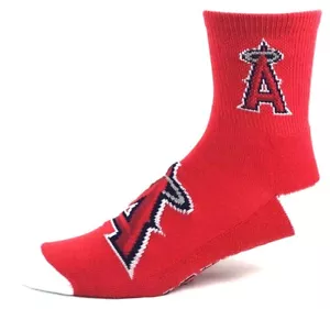 Los Angeles Angels Baseball Red & White Deuce Quarter Socks - Picture 1 of 4