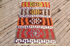 Kilim Rug 36''x58'' Handwoven Rug 92x150cm Vintage Tribal Natural Wool 3x4 Rug 