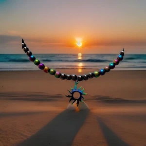 Hämatit Fußkettchen mit Regenbogen Edelstahl Charms/Körperschmuck/Sommerfußkettchen - Bild 1 von 5