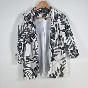 Suzanne Grae womens blazer jacket size 8 white floral 3/4 sleeve 022782 - Picture 1 of 9