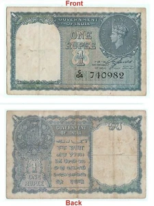 1RS Banknote George VI King 1st Issue British India Sign By C.E. Jones. G5-56 - Picture 1 of 5
