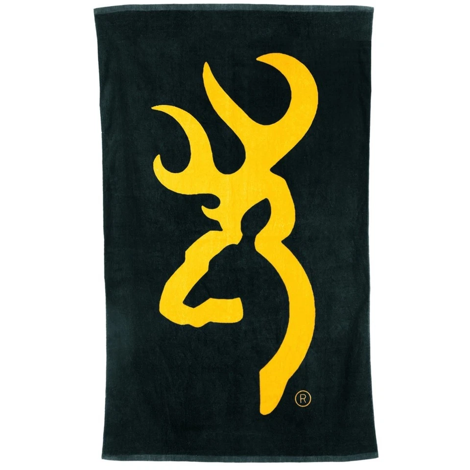 Toalla de playa de felpa Browning Buckmark Logo, negra y amarilla 63X31,5 Foto 1 de 1