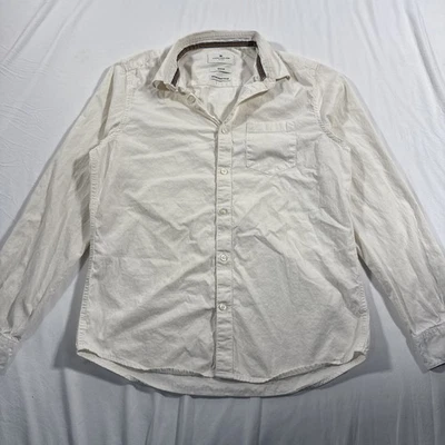 Camisa Tom Tailor Algodón Orgánico Abotonada Blanca Para Hombre Mediana Mancha Regular* Foto 1 de 4