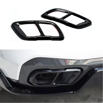 Dual Exit M Sport Tailpipe Exhaust Tips Black For BMW X5 X6 X7 M50 M60 2019-2023 - Image 1 of 4