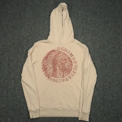 Denim & Supply Ralph Lauren Hoodie Mens Small Beige Native American Indian Chief - Image 1 of 4
