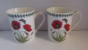 2 Portmeirion Botanical Garden Papaver Rhoeas Poppy 12 oz. Mugs - Picture 1 of 2