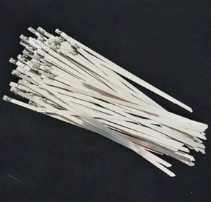 100Pcs Chrome 6" Stainless Steel Header Wrap Straps Self Locking Cable Tie #U YG - Picture 1 of 4