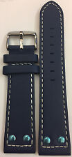22 mm Leder Uhrenarmband CAVADINI blau hochwertig weich Vintage-Style NEU 