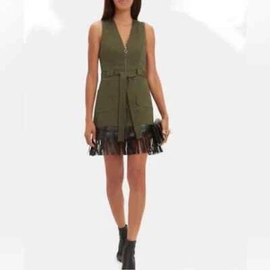 NUEVO Vestido Alexis Lottie Verde Oliva Cremallera Flecos Sin Mangas Talla XS NUEVO CON ETIQUETAS - Imagen 1 de 12