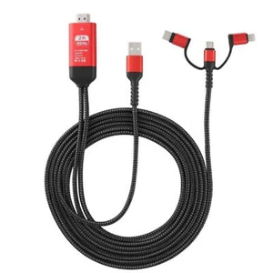 For Android/iOS 3-in-1 MHL USB Type C To HDMI Cable 1080P HD TV Adapter RED - Photo 1 sur 6