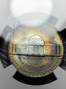 NICE STEPS MONSTER RAINBOW TONED 1945-S NGC MS67 Silver Jefferson War Nickel 5c - Picture 1 of 8
