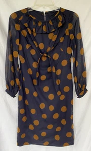 *VTG 60s..STANTON JRs PETITE..BROWN..POLKA DOT..SHEATH..DRESS..XXS - Picture 1 of 5