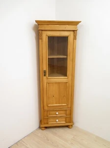 schöner schmaler Landhaus Eckschrank, Vitrine in Weichholz massiv, "Antik-Lux" - Bild 1 von 10