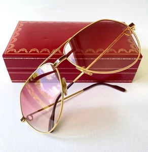 occhiali da sole vintage CARTIER VENDOME laccato rosso oro 22 carati GRANDI 62*14 Santos Louis - Foto 1 di 17