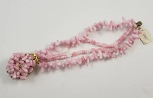 Vintage FRAN ORGINALS Pink Glass 4 Strand Beaded Bracelet w/Tags - Picture 1 of 9