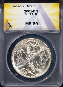 2001-D $1 Silver Buffalo Dollar MS 69 ANACS # 7668870 - Picture 1 of 2