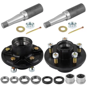 For 3500# Trailer Axle Kit4 5x4.5 5 on 4.5" Hubs Round SP-17584 Spindles A9N - Picture 1 of 5
