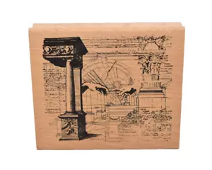 Inkadinkado Illuminata 90698-X Fine Art Columns Rubber Stamp Mounted Wood Block - Picture 1 of 6