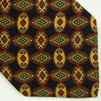 Corbata de cuello Tommy Hilfiger vintage años 90 doble patrón seda foulard medallón 56x4 Foto 1 de 4