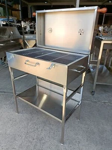 NEW PORTABLE STAINLESS STEEL CHARCOAL BBQ GRILL / SMOKER - Picture 1 of 6