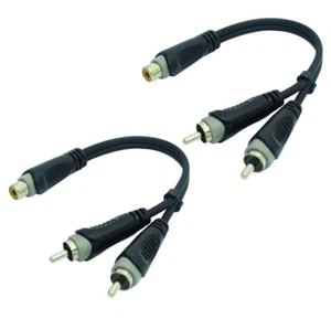 2 Pack - RCA Female to 2 RCA Male Audio Adapter Y Splitter Cable 8in SHIPS FAST - Picture 1 of 1