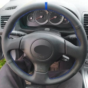 Black-Blue Line Steering Wheel Leather Cover For Subaru Impreza 2005 2006 2007 - Picture 1 of 10