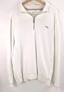 Tommy Bahama Hombre Tobago Bay Estilo 1/4 Cremallera Sudadera Blanca XL/TG - Imagen 1 de 12