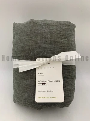 Edredón de lino belga Pottery Barn Sham Dark Forest King #B223 Foto 1 de 2