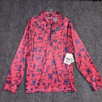 Trunks Surf & Swim Co. Pink & Blue 3/4 Zip Swim Top Shirt UPF 50+ Men's L - Image 1 of 4