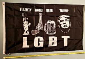 DONALD TRUMP FLAG *FREE SHIP USA SELLER!* LGBT Guns Beer USA Sign Poster 3x5' - Picture 1 of 1