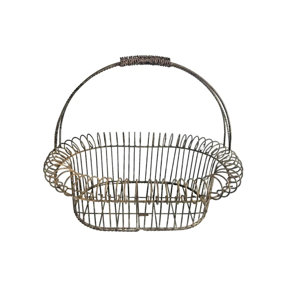 México 24" Cesta de Alambre Pesado Flor Granja Casa Patio Jardín Primitivo De Colección Foto 1 de 4