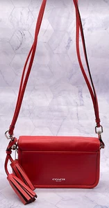 Vintage Coach H1269-19914 Small Red Penny Leather Crossbody w/ Turnlock & Tassel - Picture 1 of 24