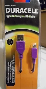 Duracell Sync & Charge USB Cable ~ Use With Most Phones ~ PURPLE ~ NEW - Picture 1 of 2