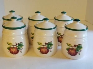 Apple Ceramic Decanters With Lid set of 6 Red & White 6" - Picture 1 of 2