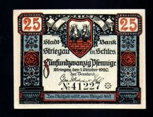 Germania Notgeld - Striegau - 25 pf - 1920 - Foto 1 di 2