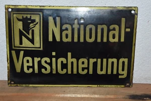 Altes Emailschild 30er J.,National Versicherung Ferro Email,C.Robert Dold.Orig. - Bild 1 von 2