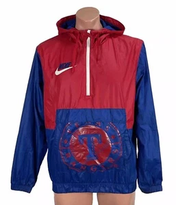 Texas Rangers Jacket Adult Medium Blue Nike Pullover Windbreaker Hooded Anorak - Picture 1 of 10