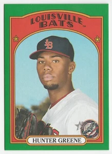 2021 Topps Heritage Minor League GREEN Parallel /75 Hunter Greene SP REDS - Picture 1 of 2