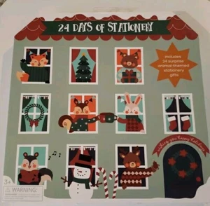 Stationary Advent Calendar New 24 Surprise Animal Themed Stationary Gifts - Picture 1 of 4