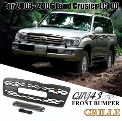 Rejilla de parachoques delantera negra con luz LED para Land Crusier LC100 2003-2006 Foto 1 de 4