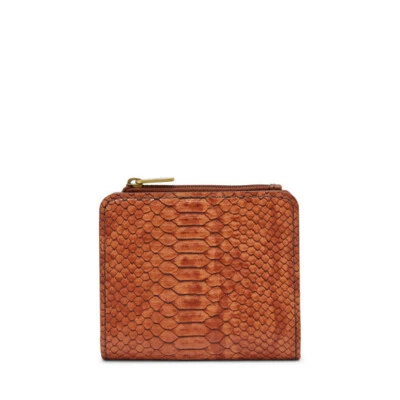 NEW FOSSIL JORI BAKED CLAY BROWN PYTHON PRINT,RFID PROTECTED,PVC BIFOLD WALLET - Image 1 of 3