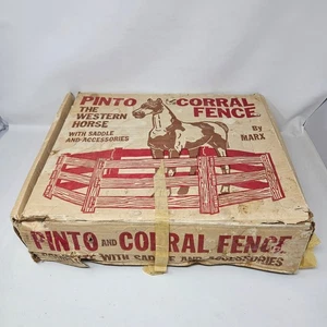 De colección 1971 Pinto El Caballo Occidental y Valla Corral con Accesorios ~ Juguetes Marx - Imagen 1 de 24